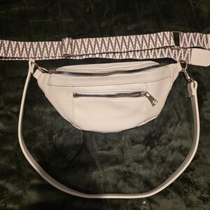 Grace & Lace Cream Crossbody Bag with Patterned Strap
